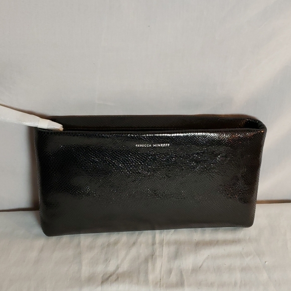NEW REBECCA MINKOFF Croc Embossed Leather Clutch